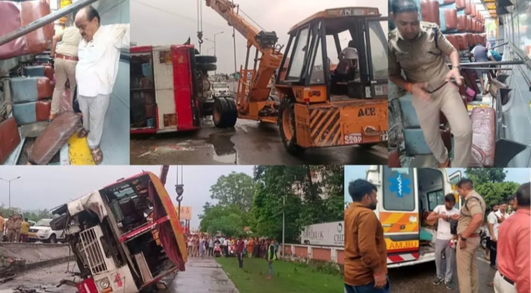 Highway Horror: Bus Overturns in Brave Scooter Rescue Attempt, Elicits Panic