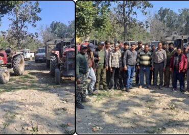 कोसी नदी में अवैध खनन पर वन विभाग का छापा, 3 ट्रैक्टर सीज।