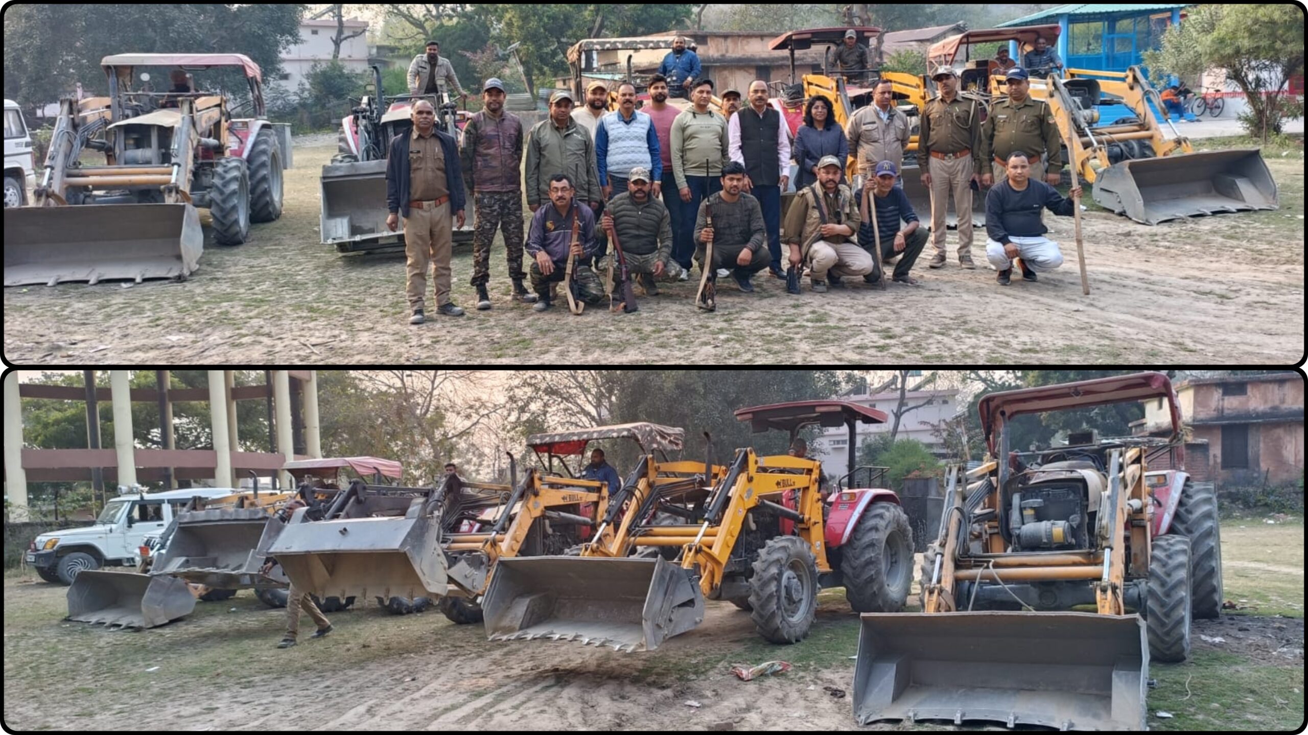 छापेमारी से खनन गिरोह में भगदड़, अवैध खनन पर बड़ी कार्रवाई, 5 मिनी लोडर जब्त।