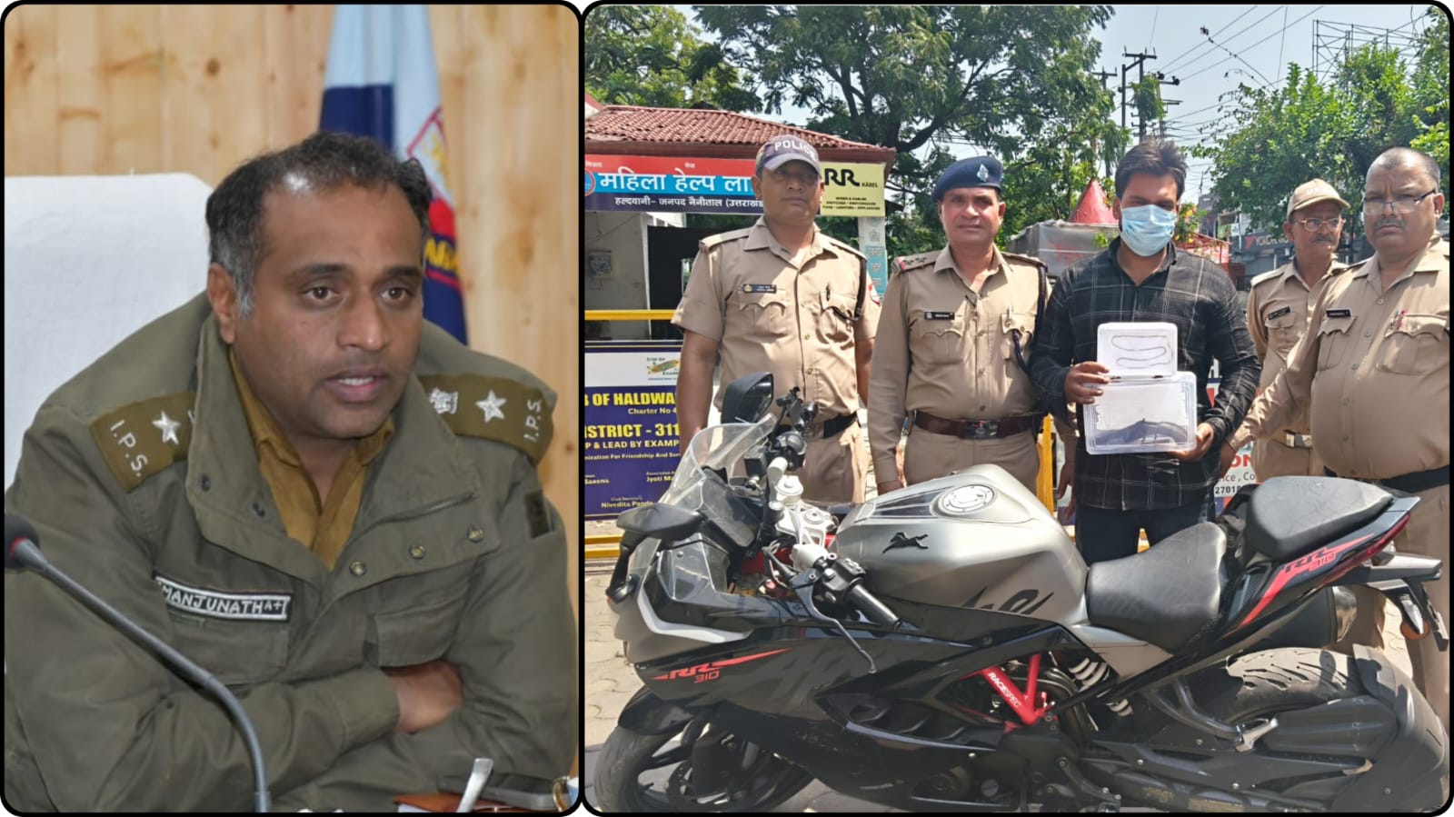 अपराधियों में दहशत, पुलिस का शिकंजा कसा — एसएसपी मंजूनाथ टीसी का बड़ा एक्शन, चेन स्नैचर समझ बैठा आसान शिकार, लेकिन एसएसपी मंजूनाथ टीसी की टीम ने पहुंचाया सलाखों के पार, चेन छीनने वाला निकला हिस्ट्रीशीटर, अवैध तमंचा बरामद, हाईस्पीड बाइक जप्त।