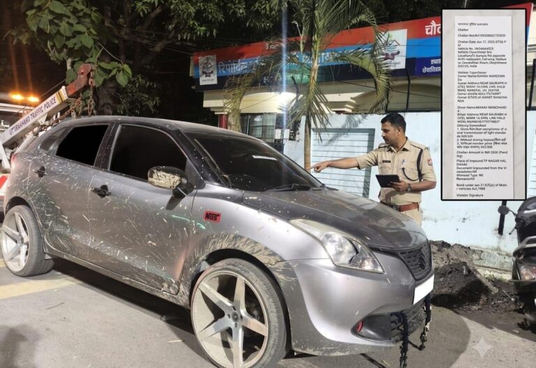 वायरल वीडियो बना सबूत! नंबर प्लेट छिपाकर फर्राटा भरने वाला चालक पुलिस के शिकंजे में, वाहन सीज।