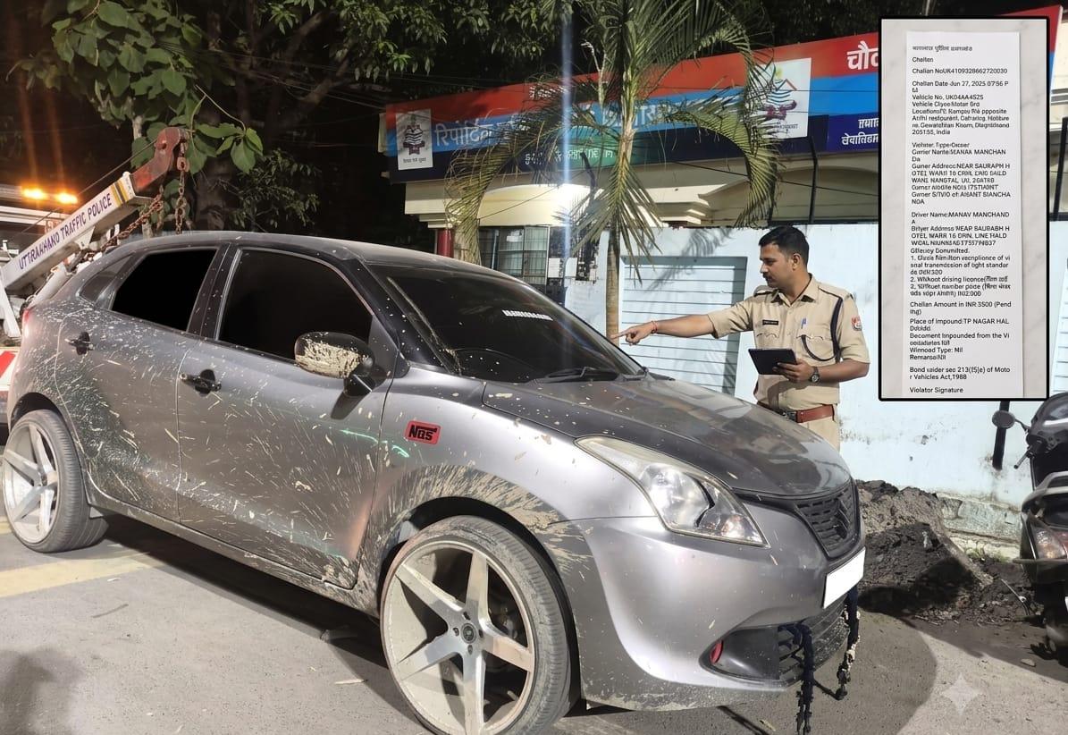 वायरल वीडियो बना सबूत! नंबर प्लेट छिपाकर फर्राटा भरने वाला चालक पुलिस के शिकंजे में, वाहन सीज।