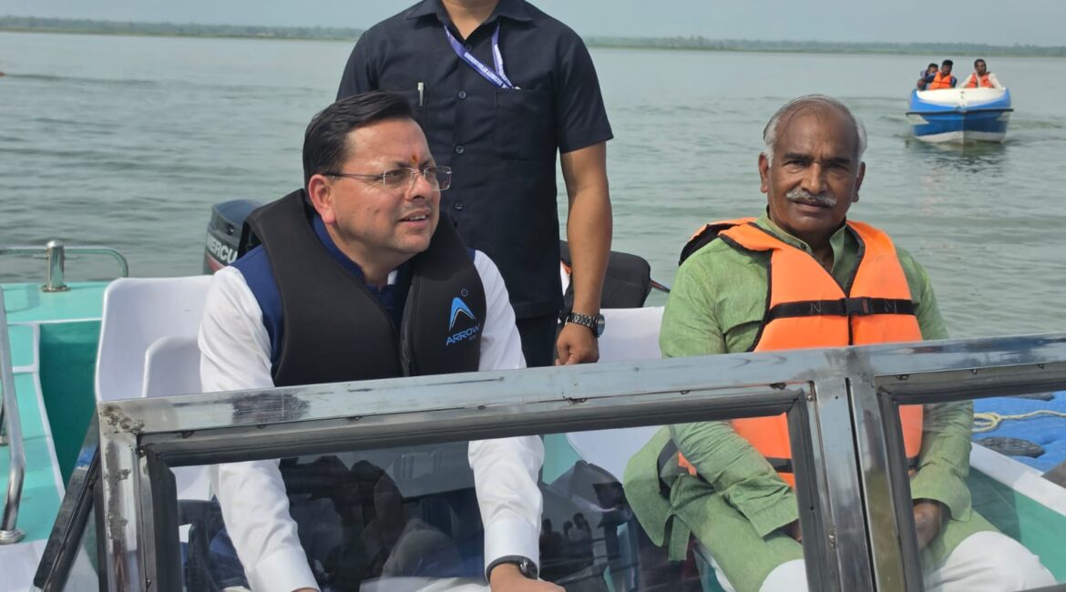 गदरपुर में अंतर्राष्ट्रीय क्याकिंग एवं कैनोइंग प्रतियोगिता की तैयारियों का सीएम धामी ने लिया जायजा।